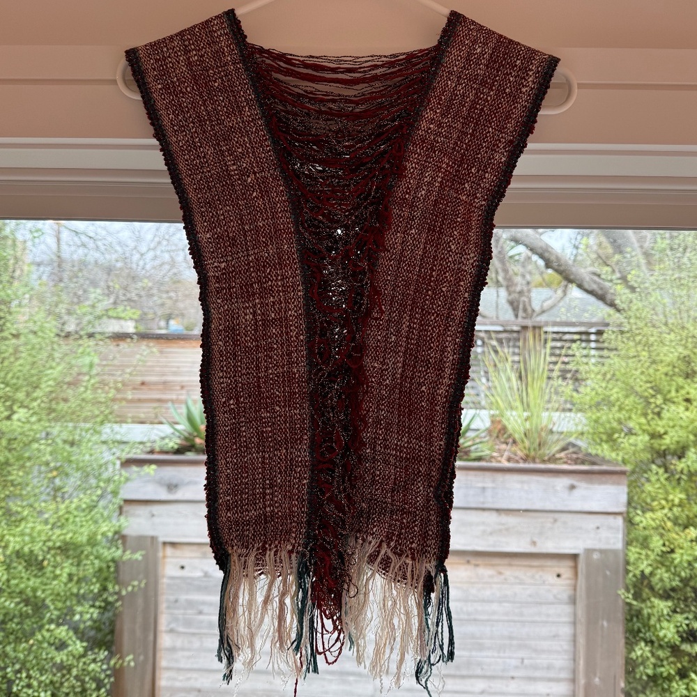 Genie the Weaver Handmade Knit Shawl Vest Vintage
